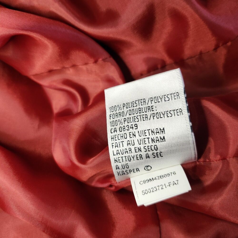 Le Suit Red Blazer Jacket Size 16 XL Cuffed Sleeves Party Office - Picture 10 of 11